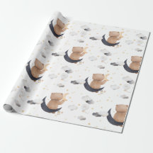 Cute Teddy Bear on Moon White