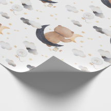 Cute Teddy Bear on Moon White