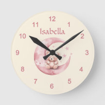Cute Teddy Bear on Pink Moon