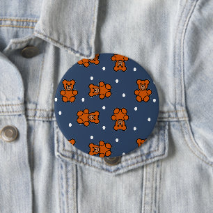 Cute teddy bear on polka dot 10 cm round badge