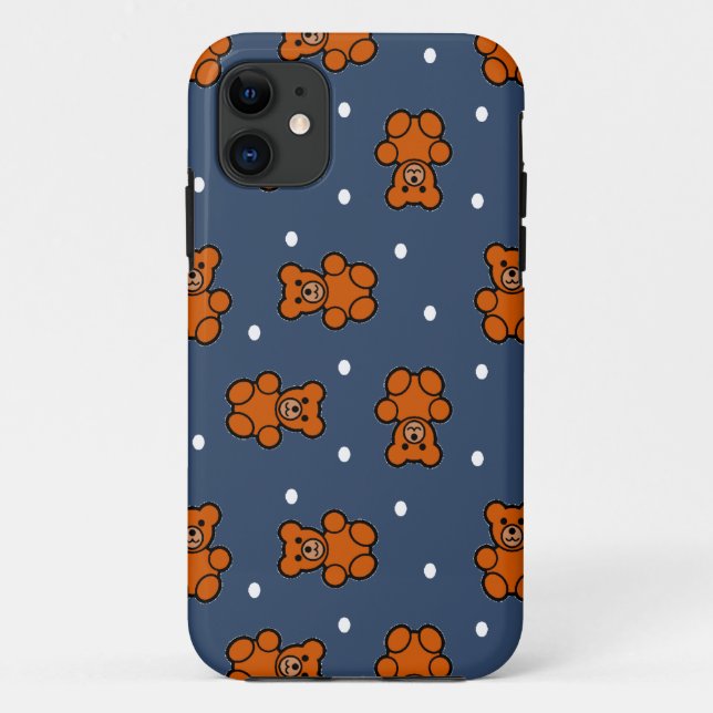 Cute teddy bear on polka dot Case-Mate iPhone case (Back)