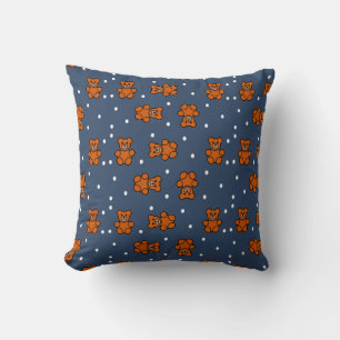 Cute teddy bear on polka dot cushion