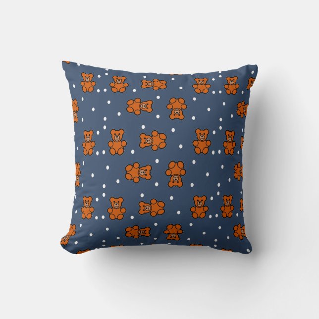 Cute teddy bear on polka dot cushion (Front)