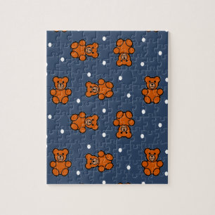 Cute teddy bear on polka dot jigsaw puzzle