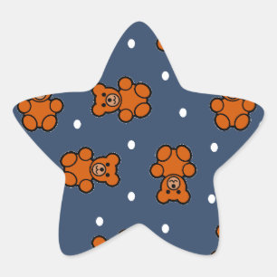 Cute teddy bear on polka dot star sticker