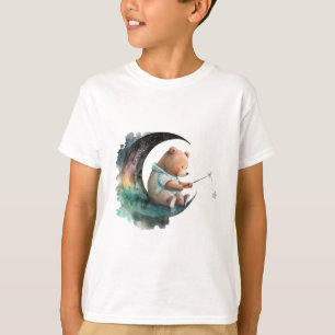 Cute Teddy Bear on the Moon, Plush Cartoon Bear T-Shirt