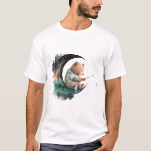 Cute Teddy Bear on the Moon, Plush Cartoon Bear T-Shirt