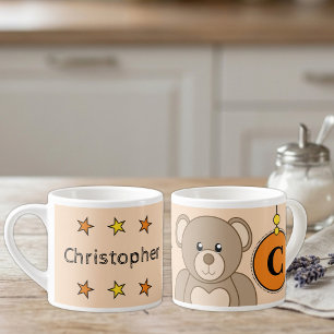 Cute teddy bear orange kid's size espresso cup