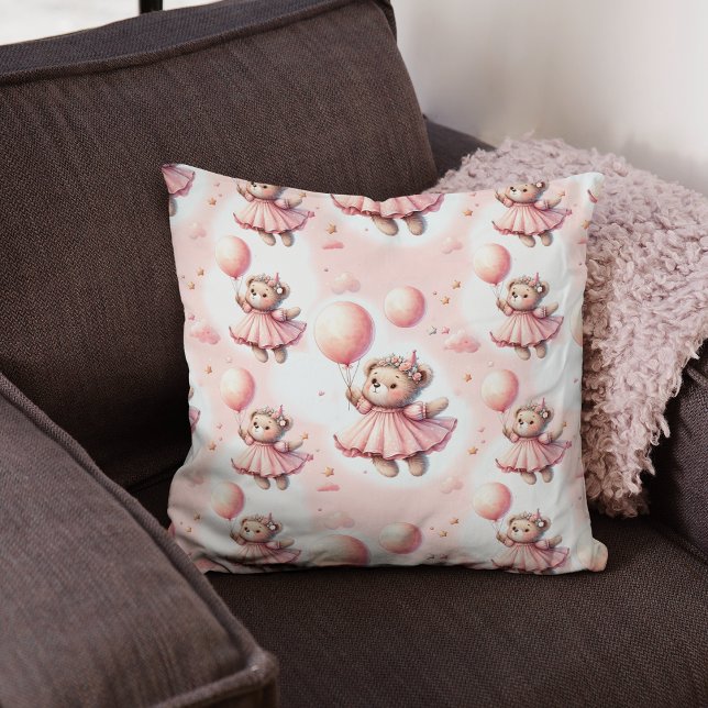 Cute Teddy Bear Pastel Pink Watercolor Cushion (Creator Uploaded)