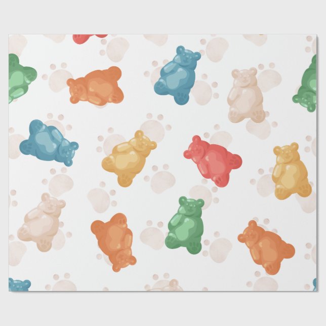 Cute Teddy Bear Pattern Colourful  Wrapping Paper (Flat)