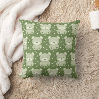Cute Teddy Bear Pattern Green Plush Bear Cushion