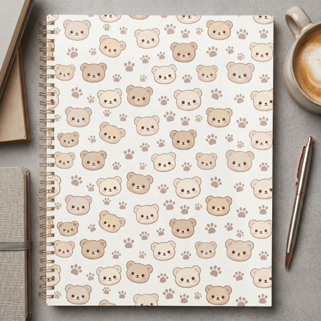 Cute Teddy Bear Pattern Notebook Cover Background Planner (Creator Uploaded)