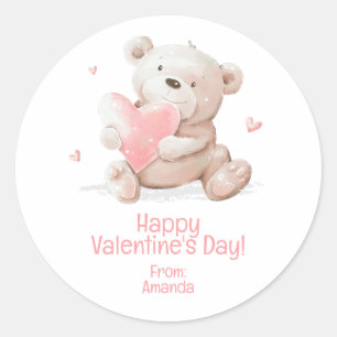 Cute Teddy Bear Personalized Teddy Bear Valentine Classic Round Sticker