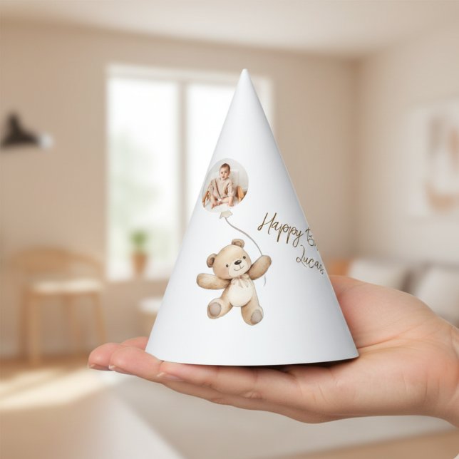 Cute Teddy Bear Photo Birthday Party Hat (Creator Uploaded)