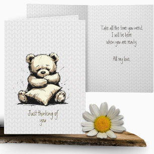 Cute Teddy Bear Pillow Thinking of You  Card
