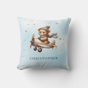 Cute teddy bear pilot boy baby shower gift cushion