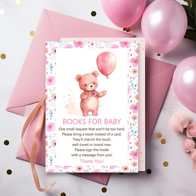  Cute Teddy Bear Pink Balloon Books for Baby Girl  Enclosure Card (Creator Uploaded)