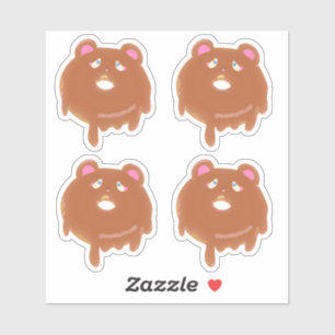 Cute Teddy Bear Pink Doughnut Custom Sticker