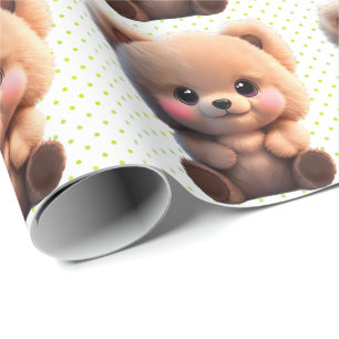 Cute teddy bear Polka dots  Wrapping Paper