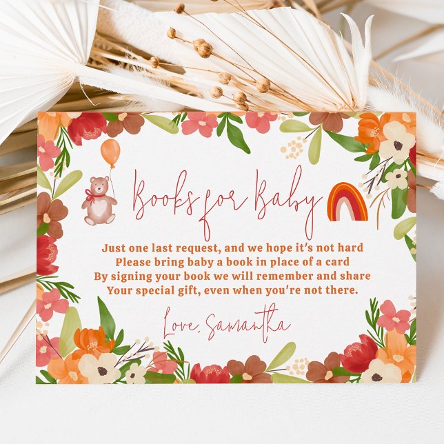 Cute teddy bear rainbow books for baby shower enclosure card (Cute teddy bear rainbow books for baby shower enclosure card)