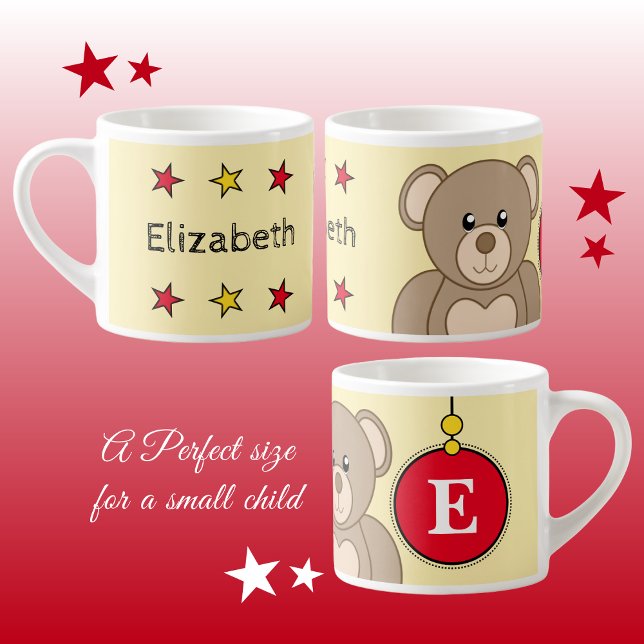 Cute teddy bear red yellow with stars child's espresso cup (Creator Uploaded)