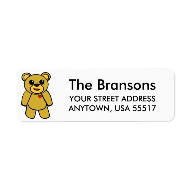 Cute Teddy Bear Return Address Label (Front)