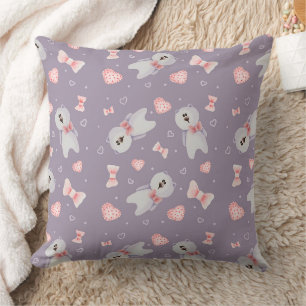 Cute Teddy Bear & Ribbon Pattern Cushion