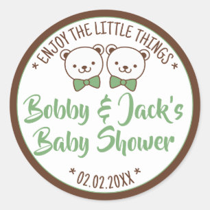 Cute Teddy Bear Rustic Nostalgic Baby Shower Gifts Classic Round Sticker