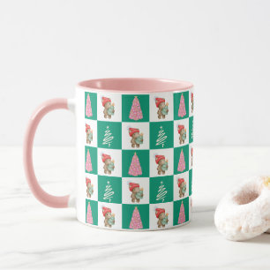 Cute teddy Bear Santa Merry Christmas tree party Mug
