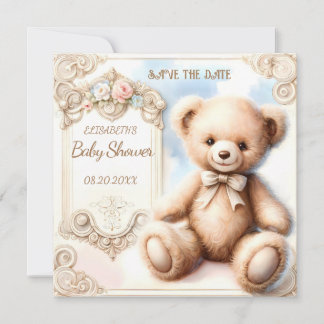 Cute teddy bear save the date