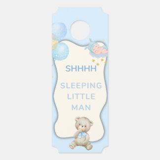 Cute Teddy Bear Shhhh Sleeping Little Man Door Han Hanger
