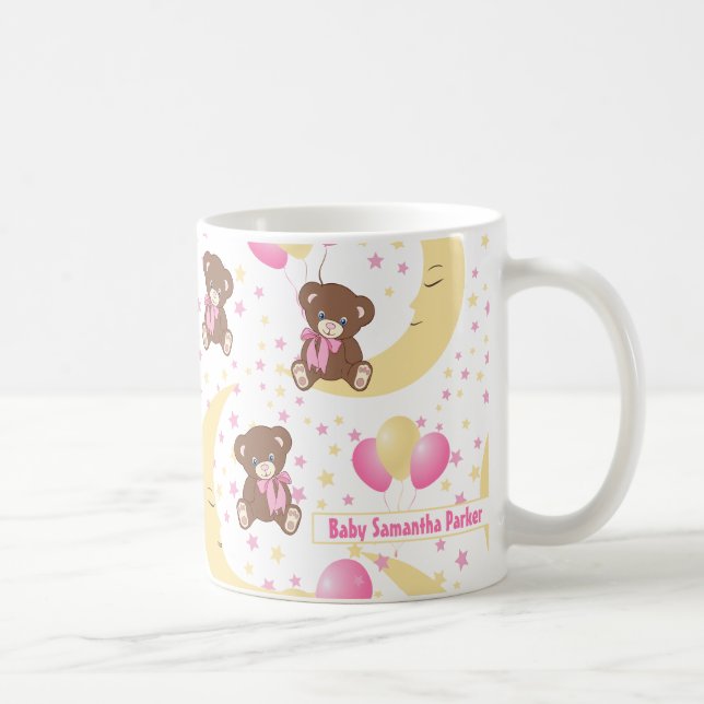 Cute Teddy Bear Sitting on the Moon Pattern Coffee Mug (Right)