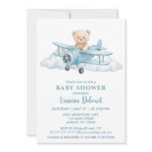 Cute Teddy Bear Sky Adventure Baby Shower 