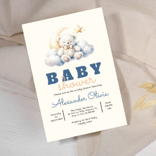 Cute Teddy Bear Sleep Baby Shower Invitation