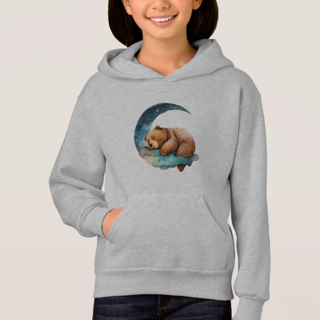 Cute Teddy Bear Sleeping on the Crescent Moon (Front)