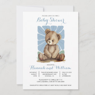 Cute Teddy Bear Spring Summer Baby Shower Invitation