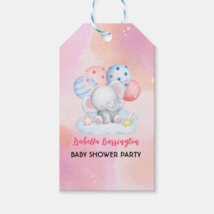 Cute teddy bear star balloon baby shower party gift tags