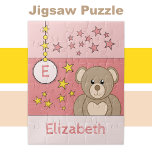 Cute teddy bear stars name pink kids jigsaw puzzle<br><div class="desc">Get ready for hours of fun with this kid's jigsaw puzzle! Featuring an adorable brown teddy bear surrounded by sparkling stars, this puzzle is perfect for little hands and big imaginations. Designed to inspire creativity and boost problem-solving skills, it’s just the right challenge for kids. Whether they’re puzzling solo or...</div>