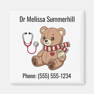 Cute Teddy Bear Stethoscope Pediatrician Magnet