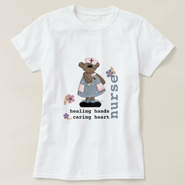 Cute Teddy Bear T-Shirt for Nurse (Design Front)