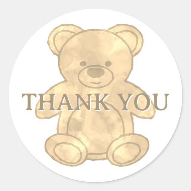 Cute Teddy Bear Thank You Classic Round Sticker (Front)