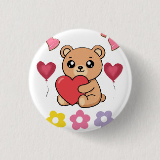 Cute Teddy Bear Valentine 3 Cm Round Badge