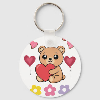 Cute Teddy Bear Valentine Key Ring