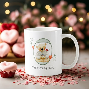 Cute Teddy Bear Warm Heart Valentine Coffee Mug