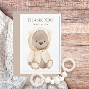 Cute Teddy Bear Watercolor Thank You Card