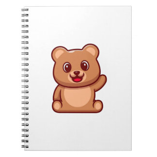 Cute Teddy Bear Waving Hand Notebook