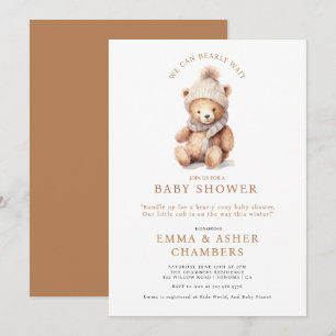 Cute Teddy Bear Winter Baby Shower Invitation