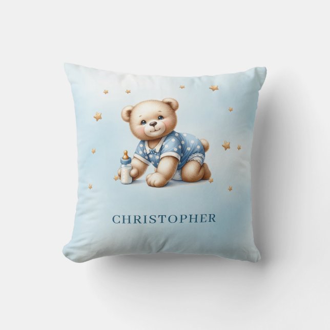 Cute teddy bear with baby bottle cushion (Front)