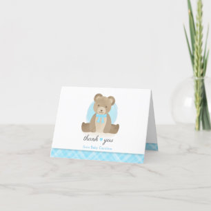 Cute Teddy Bear with Bow Tie Baby Shower Thank You Card