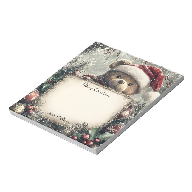 Cute Teddy Bear with Christmas Decorations – Festi Notepad (Rotated)